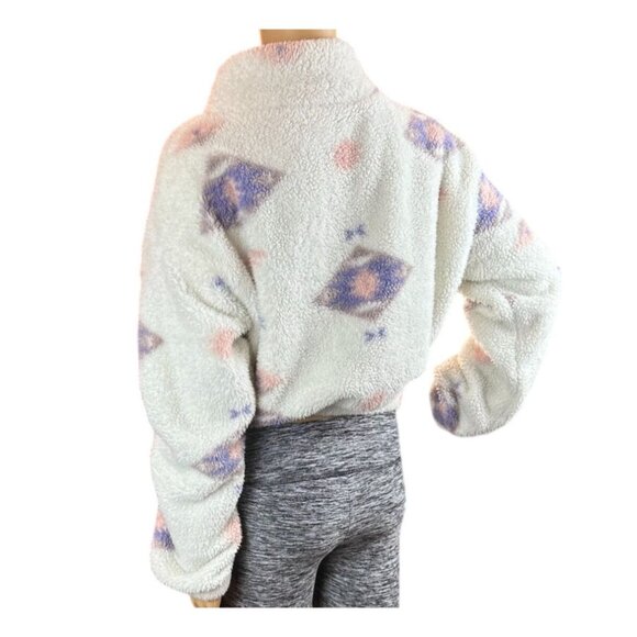 (5 for $25) SO 1/4 Zip White Sherpa Pullover in Girly Tribal Print Size Small - Picture 4 of 5